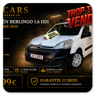 CITROËN BERLINGO 1.6 HDI UTILITAIRE GARANTIE 1 AN CTOK 5499€