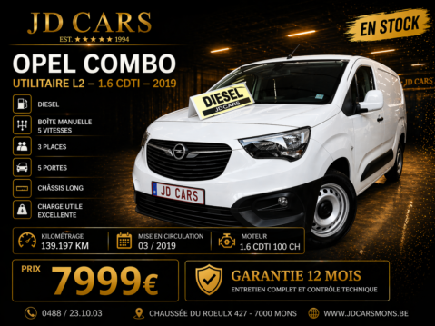 OPEL COMBO LONG CHASSIS 1.6 CDTI GARANTIE 1A N CTOK 7999€