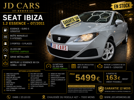 SEAT IBIZA 1.2 ESSENCE GARANTIE 1 AN CTOK 5499€