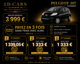 PEUGEOT 107 1.0 ESSENCE GARANTIE 1 AN CTOK 3499€