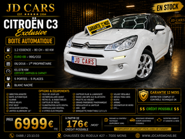 CITROËN C3 1.2 ESSENCE EXCLUSIVE AUTOMATIQUE GARANTIE 1 AN CTOK 6999€