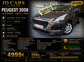 PEUGEOT 3008 1.6 ESSENCE GARANTIE 1 AN CTOK 4999€